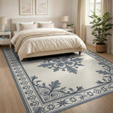 Elegant Blue Floral Medallion Area Rug