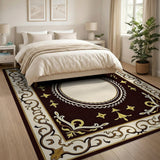 Ornate Gold Fleur-de-Lis Medallion Rug