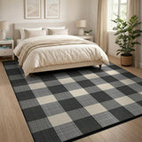 Rustic Farmhouse Black White Buffalo Check Farmhouse Rug