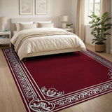 Ornate Burgundy Border Traditional Persian Rug