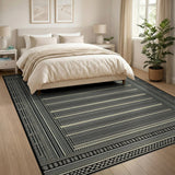 Black and White Black White Geometric Striped Area Rug