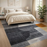 Modern Curved Geometric Abstract Area Rug