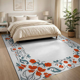 Multi-color and Patterns Ornate Red Floral Frame Area Rug