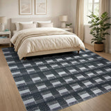 Black and White Geometric Modern Black White Checkered Geometric Area Rug