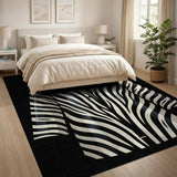 Geometric Modern Zebra Stripe Black White Area Rug