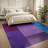 Purple Teal Geometric Shag Patchwork Rug