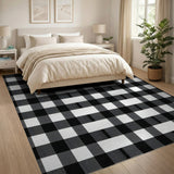 Black and White Black White Checkered Rustic Farmhouse Rug