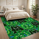 Playful Green Cartoon Monster Area Rug