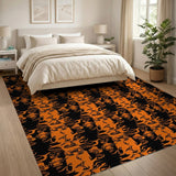 Orange Black Abstract Face Pattern Area Rug