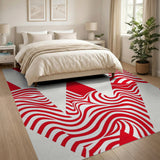 Red Geometric Modern Bold Red Wavy Geometric Area Rug