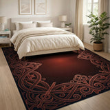 Ornate Key Swirl Border Area Rug