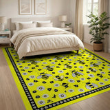Sunny Yellow Bees Daisies Cartoon Area Rug