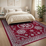 Ornate Red Persian Snowflake Area Rug