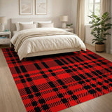 Rustic Farmhouse Buffalo Plaid Bold Red Black Buffalo Plaid Area Rug