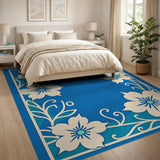 Navy Blue Papercut Cherry Blossom Rug