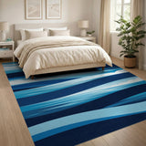 Layered Blue Ocean Waves Area Rug