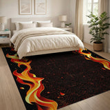 Fiery Red Flame Border Area Rug