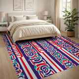 Vibrant Red Purple Teal Tribal Striped Rug