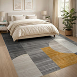 Modern Geometric Abstract Area Rug in Grey Multi-Color