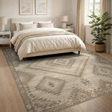 Beige Southwestern Diamond Area Rug