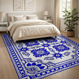 Blue and Teal Traditional Persian Intricate Blue Floral Persian Area Rug