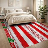 Red Green Striped Heritage Tribal Rug