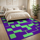 Purple Lime Green Geometric Abstract Area Rug