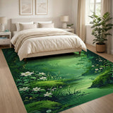 Misty Emerald Forest Stream Area Rug