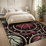 Basketball Champions Distressed Vintage Area Rug