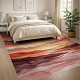 Watercolor Sunset Landscape Area Rug