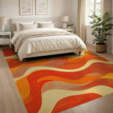 Bold Orange Wave Abstract Area Rug