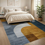 Modern Abstract Geometric Area Rug in Yellow Grey