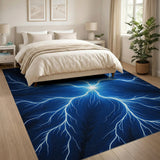 Electric Blue Lightning Abstract Area Rug