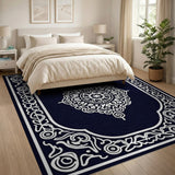 Traditional Persian Navy Ornate Persian Medallion Area Rug