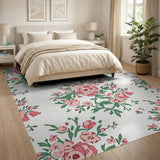 Floral Vintage Blush Pink Rose Floral Area Rug