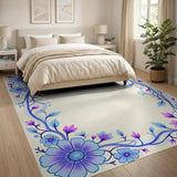 Purple Floral Vine Border Area Rug