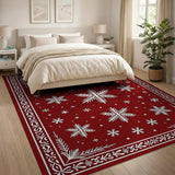 Festive Red Snowflakes Area Rug