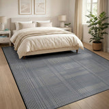 Grey Geometric Grid Area Rug