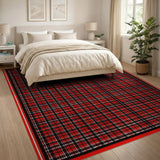 Bold Rustic Farmhouse Bold Red Black Plaid Area Rug