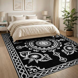 Traditional Persian Intricate Black White Persian Motif Area Rug