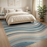 Abstract Area Wavy Blue Teal Abstract Area Rug