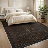 Black Gold Polka Dot Grid Area Rug