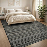 Geometric Modern Striped Black White Geometric Striped Area Rug