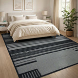 Geometric Modern Black and White Bold Black White Striped Geometric Area Rug