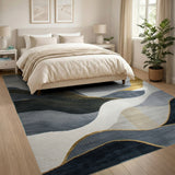 Abstract Gold Sun Wave Area Rug
