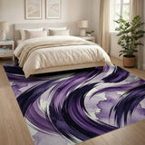 Purple Abstract Swirl Washable Area Rug