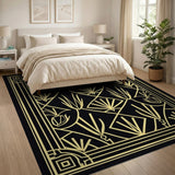 Gold Art Deco Geometric Area Rug