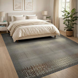 Modern Dotted Grid Area Rug in Brown Tan