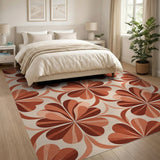 Vibrant Orange Clover Geometric Area Rug