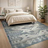 Southwestern Blue and Teal Blue Teal Southwestern Geometric Area Rug